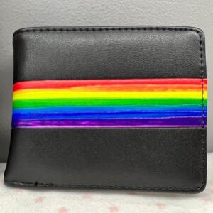 Men’s Black Wallet with Rainbow Stripe